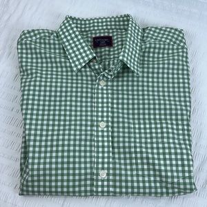 UNTUCKit Voss Short Sleeve Slim Fit Shirt Size Large Green Check